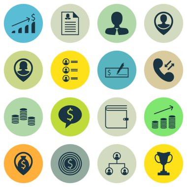 İş anlaşması, başarılı yatırım ve banka ödeme konularda İK simgeler kümesi. Düzenlenebilir vektör çizim. Paralar, liste, özgeçmiş ve daha fazla vektör simge içerir.