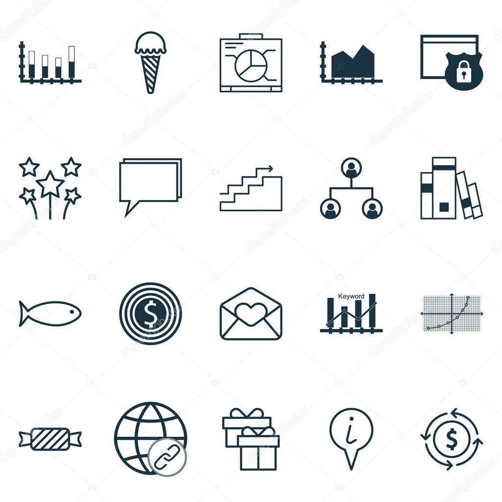 Set Of 20 Universal Editable Icons. Can Be Used For Web, Mobile And App Design. Includes Icons Such As Security, Connectivity, Conference And More.