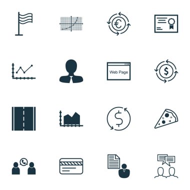 16 evrensel düzenlenebilir simgeler kümesi. Web, mobil ve App tasarım için kullanılabilir. Dilimlenmiş Pizza ve daha fazla tartışma, satır kılavuzunu, gibi simgeleri içerir.