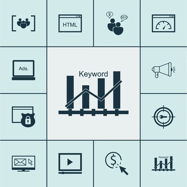 Ensemble d'icônes SEO sur la vitesse de chargement, le marketing par mot-clé et les sujets de remue-méninges SEO. Illustration vectorielle modifiable. Comprend le marketing, per, affichage et plus d'icônes vectorielles . — Image vectorielle