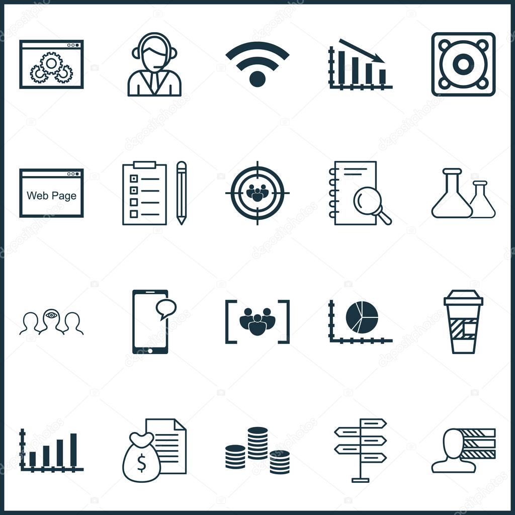 Set Of 20 Universal Editable Icons. Can Be Used For Web, Mobile And App Design. Includes Icons Such As Opportunity, Focus Group, Report And More.