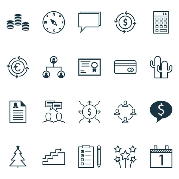 Conjunto de 20 iconos editables universales. Puede ser utilizado para el diseño web, móvil y de aplicaciones. Incluye iconos como aplicación femenina, dinero, fuegos artificiales festivos y más . — Vector de stock