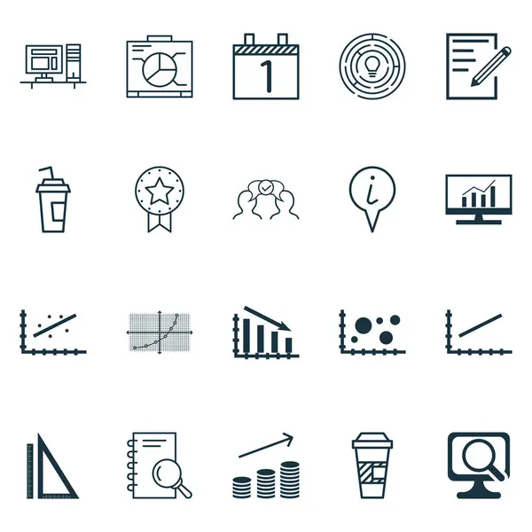 Conjunto de 20 iconos editables universales. Puede ser utilizado para el diseño web, móvil y de aplicaciones. Incluye iconos como la innovación, ordenador portátil, puntero de información y más . — Vector de stock