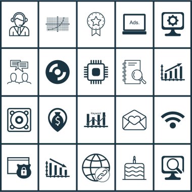 20 evrensel düzenlenebilir simgeler kümesi. Web, mobil ve App tasarım için kullanılabilir. E-posta, müzik ve daha fazla tebrik kutlama pastası gibi simgeleri içerir.