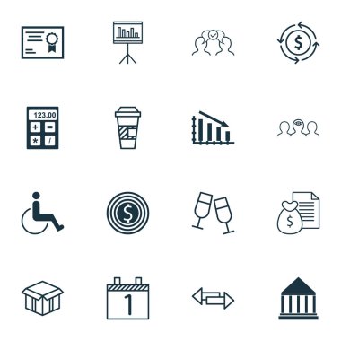 16 evrensel düzenlenebilir simgeler kümesi. Web, mobil ve App tasarım için kullanılabilir. Sertifika, iş hedefi, tanıtımı ve daha fazlası gibi simgeleri içerir.