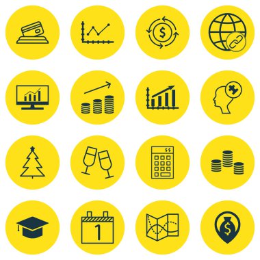 16 evrensel düzenlenebilir simgeler kümesi. Web, mobil ve App tasarım için kullanılabilir. Bağlantı, mezuniyet, yol haritası ve daha fazlası gibi simgeleri içerir.