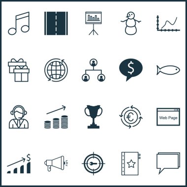 20 evrensel düzenlenebilir simgeler kümesi. Web, mobil ve App tasarım için kullanılabilir. Başarı grafiği, balıkçılık, Crotchets ve daha fazlası gibi simgeleri içerir.