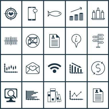 20 evrensel düzenlenebilir simgeler kümesi. Web, mobil ve App tasarım için kullanılabilir. Gibi yasak cep, değişiklikleri grafik, e-posta ve daha fazla tebrik simgeleri içerir.