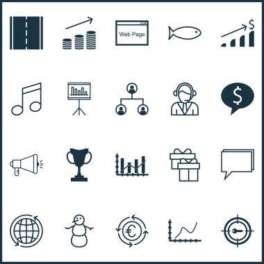 20 evrensel düzenlenebilir simgeler kümesi. Web, mobil ve App tasarım için kullanılabilir. Başarı grafik ve daha fazlası gibi medya kampanyası, Balık tutma, simgeleri içerir.