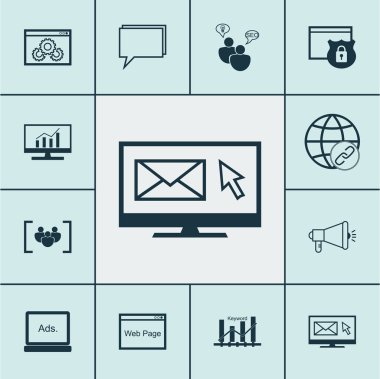 Dijital medya, Web sitesi performans ve güvenlik konuları üzerinde Seo simgeler kümesi. Düzenlenebilir vektör çizim. Tarayıcı, içeren sayfa, Viral ve daha fazla vektör simge.