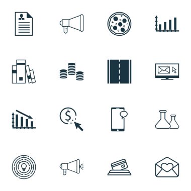 16 evrensel düzenlenebilir simgeler kümesi. Web, mobil ve App tasarım için kullanılabilir. Kimyasal, fotoğraf makinesi, yenilik ve daha fazlası gibi simgeleri içerir.