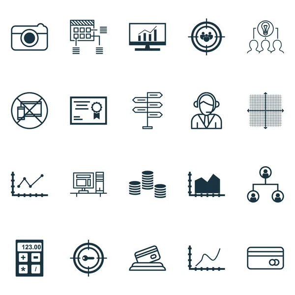 Conjunto de 20 iconos editables universales. Puede ser utilizado para el diseño web, móvil y de aplicaciones. Incluye iconos tales como grupo focal, oportunidad, investigación de mercado y más . — Vector de stock