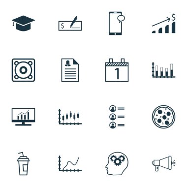 16 evrensel düzenlenebilir simgeler kümesi. Web, mobil ve App tasarım için kullanılabilir. Mesajlaşma gibi mezuniyet, iş başvurusunda ve daha fazlasını içeren.