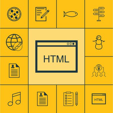 12 evrensel düzenlenebilir simgeler kümesi. Web, mobil ve App tasarım için kullanılabilir. Birlikte çalışma çözümü, Crotchets ve balıkçılık gibi simgeleri içerir.