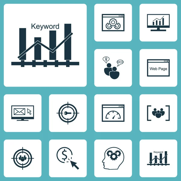 Ensemble d'icônes de marketing sur PPC, Performance du site Web et sujets de bulletin. Illustration vectorielle modifiable. Comprend Web, Analytics, Pay et plus d'icônes vectorielles . — Image vectorielle