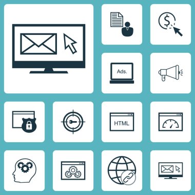 Web sitesi performansı üzerinde Seo simgeler kümesi kodlama ve Ppc konular. Düzenlenebilir vektör çizim. Yaratıcılık, performans, Web ve daha fazla vektör simge içerir.