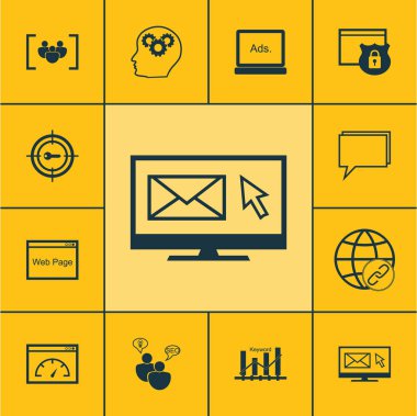Soru formu, bülten ve Web sitesi konular Seo simgeler kümesi. Düzenlenebilir vektör çizim. Beyin, reklam, Web sitesi ve daha fazla vektör simge içerir.
