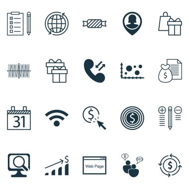 20 evrensel düzenlenebilir simgeler kümesi. Web, mobil ve App tasarım için kullanılabilir. Para geri dönüşüm gibi karşılaştırma, karar verme ve daha fazlasını içeren.