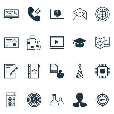 20 evrensel düzenlenebilir simgeler kümesi. Web, mobil ve App tasarım için kullanılabilir. İş hedefi, yatırım, tebrik e-posta ve daha fazlası gibi simgeleri içerir.