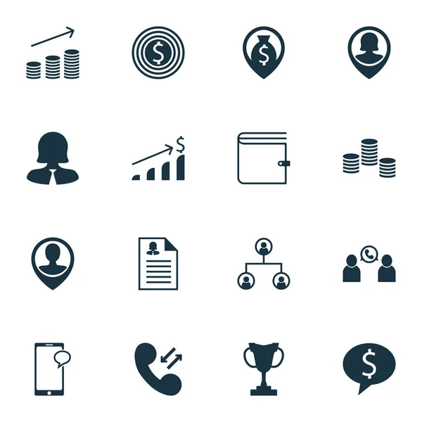 Set Of Management Icons On Messaging, Cellular Data And Successful Investment Topics. Editable Vector Illustration. Includes Employee, Wallet, Growth And More Vector Icons. Vector Graphics