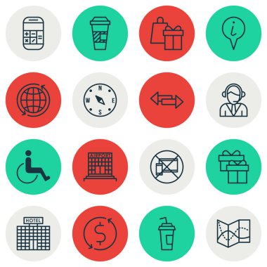 Erişilebilirlik, Havaalanı inşaat ve kavşak konularda ulaşım simgeler kümesi. Düzenlenebilir vektör çizim. Cep, aygıt, erişilebilirlik ve daha fazla vektör simge içerir.