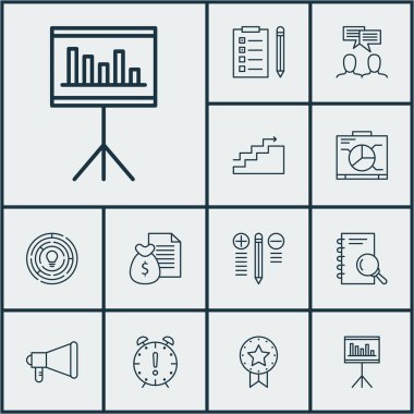 Tartışma, büyüme ve yönetim kurulu konularda proje yönetimi simgeler kümesi. Düzenlenebilir vektör çizim. Reklam, istatistik, beyin fırtınası ve daha fazla vektör simge içerir.