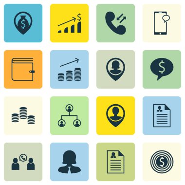 Başarılı yatırım, para ve para gezinti konularda İK simgeler kümesi. Düzenlenebilir vektör çizim. Konferans, çalışan, telefon ve daha fazla vektör simge içerir.