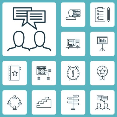 Fırsat, zamanlama ve büyüme konularda proje yönetimi simgeler kümesi. Düzenlenebilir vektör çizim. Office, garanti, rozet ve daha fazla vektör simge içerir.