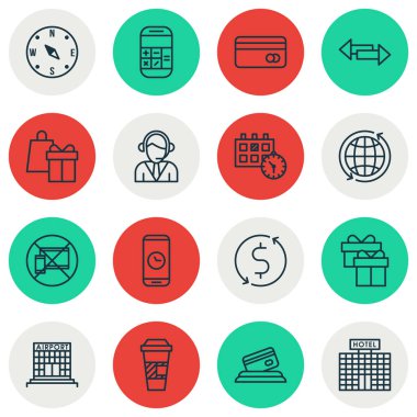 Arama süresi, kredi kartı ve paket servisi olan restoran kahve konularda ulaşım simgeler kümesi. Düzenlenebilir vektör çizim. Transfer, içerir Tarih, etrafında ve daha fazla simgeler vektör.