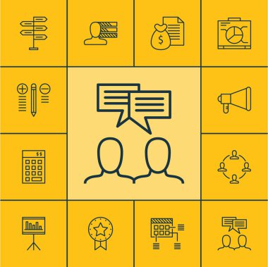Duyuru, mevcut rozet ve rapor konularda proje yönetimi simgeler kümesi. Düzenlenebilir vektör çizim. Duyuru, rozet, verme ve daha fazla vektör simge içerir.