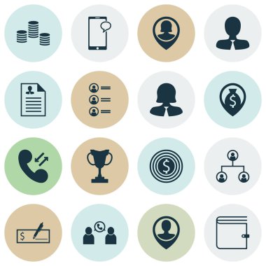 İş başvurusunda, para gezinti ve telefon konferans konularda İK simgeler kümesi. Düzenlenebilir vektör çizim. Profil, arama, kullanıcı ve daha fazla vektör simge içerir.