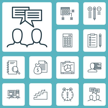 Analizi, zaman yönetimi ve büyüme konular üzerinde proje yönetimi simgeler kümesi. Düzenlenebilir vektör çizim. Gelir, takım, finans ve daha fazla vektör simge içerir.