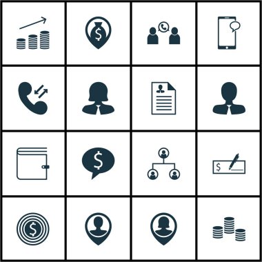 Özgeçmiş, iş anlaşması ve iş kadın konuları yönetimi simgeler kümesi. Düzenlenebilir vektör çizim. Cep, fikir, kullanıcı ve daha fazla vektör simge içerir.
