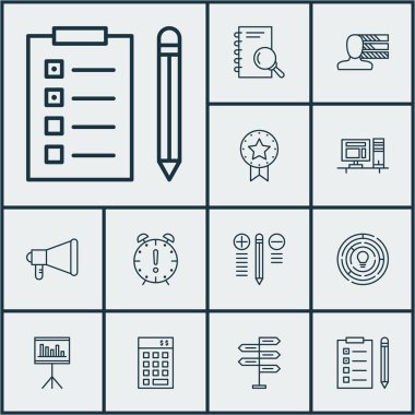 Yatırım, fırsat ve duyuru konularda proje yönetimi simgeler kümesi. Düzenlenebilir vektör çizim. Tanıtım, yatırım, beyin fırtınası ve daha fazla vektör simge içerir.