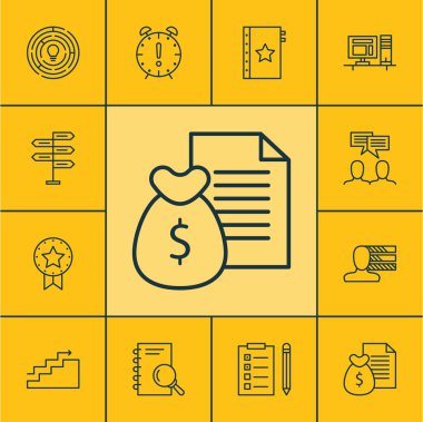 Tartışma, fırsat ve zaman yönetimi konuları proje yönetimi simgeler kümesi. Düzenlenebilir vektör çizim. Kazanmak, grafik, son tarih ve daha fazla vektör simge içerir.