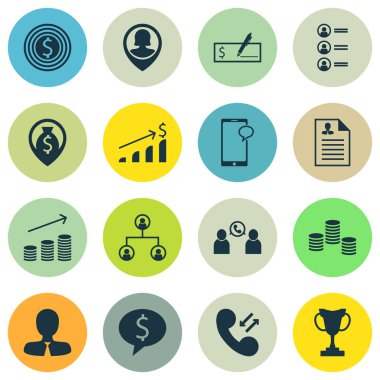 İK Yöneticisi, bankacilik ve hücresel veri konuları simgeler kümesi. Düzenlenebilir vektör çizim. Telefon, başarı, arama ve daha fazla vektör simge içerir.