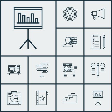 Gemide, yenilik ve garanti konular proje yönetimi simgeler kümesi. Düzenlenebilir vektör çizim. Promosyon, proje, beceri ve daha fazla vektör simge içerir.