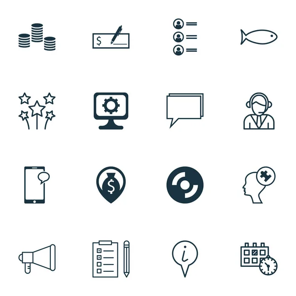 Set van 16 universele bewerkbare iconen. Kan worden gebruikt voor Web, mobiel en App Design. Bevat pictogrammen zoals sollicitanten, geld navigatie, Info aanwijzer en meer. — Stockvector