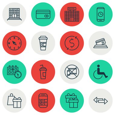 Ulaşım simgeler kümesi bulun, Havaalanı inşaat ve kavşak konular. Düzenlenebilir vektör çizim. Bina, tatil, içerir bulun ve daha fazla simgeler vektör.