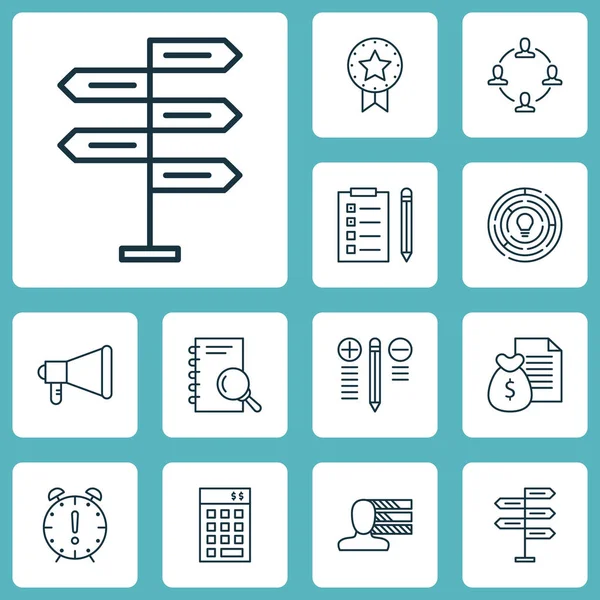Proje Yönetimi simgeleri analizi, fırsat ve karar verme konular üzerinde ayarlayın. Düzenlenebilir vektör çizim. Duyuru, promosyon, çözüm ve daha fazla vektör simge içerir.