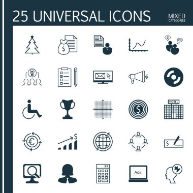 25 evrensel düzenlenebilir simgeler kümesi. Web, mobil ve App tasarım için kullanılabilir. İnsan zihni, birlikte çalışma çözümü, bankacilik ve daha fazlası gibi simgeleri içerir.