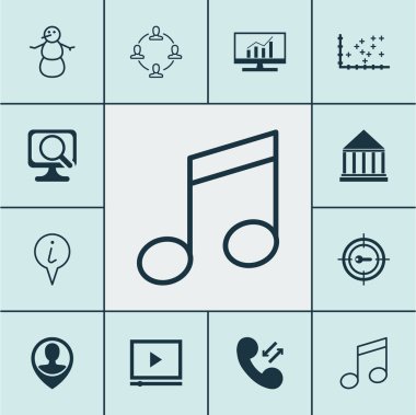 12 evrensel düzenlenebilir simgeler kümesi. Web, mobil ve App tasarım için kullanılabilir. İşbirliği, hücresel veri, Video oynatıcı ve daha fazlası gibi simgeleri içerir.