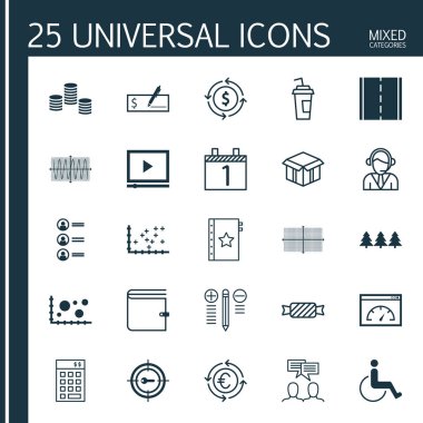 25 evrensel düzenlenebilir simgeler kümesi. Web, mobil ve App tasarım için kullanılabilir. Tatil süsleme, garanti, fotoğraf makinesi ve daha fazlası gibi simgeleri içerir.