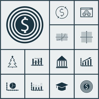 12 evrensel düzenlenebilir simgeler kümesi. Web, mobil ve App tasarım için kullanılabilir. Kar grafiği, Grafik kılavuz, satır kılavuzunu ve daha fazlası gibi simgeleri içerir.
