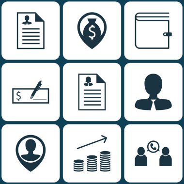 Banka ödemesi, kadın uygulama ve Yöneticisi konularda Yönetim simgeler kümesi. Düzenlenebilir vektör çizim. Uygulama, profil, çalışan ve daha fazla vektör simge içerir.