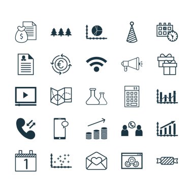 25 evrensel düzenlenebilir simgeler kümesi. Web, mobil ve App tasarım için kullanılabilir. Özet Diyagram, rapor, yükseltme diyagramı ve daha fazlası gibi simgeleri içerir.