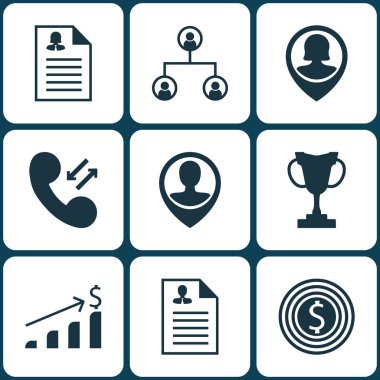 İş hedefi, kadın uygulama ve hücresel veri konuları üzerinde insan kaynakları simgeler kümesi. Düzenlenebilir vektör çizim. Hedef, ödül, dolar ve daha fazla vektör simge içerir.