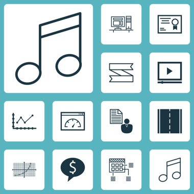 12 evrensel düzenlenebilir simgeler kümesi. Web, mobil ve App tasarım için kullanılabilir. Satır kılavuzunu, bilgisayar ve boş şerit gibi simgeleri içerir.