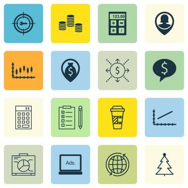 16 evrensel düzenlenebilir simgeler kümesi. Web, mobil ve App tasarım için kullanılabilir. Uyarı mektubu, çizgi grafiği, iş anlaşması ve daha fazlası gibi simgeleri içerir.