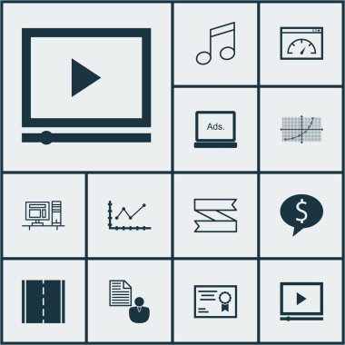 12 evrensel düzenlenebilir simgeler kümesi. Web, mobil ve App tasarım için kullanılabilir. Satır kılavuzunu, rapor, dijital medya ve daha fazlası gibi simgeleri içerir.
